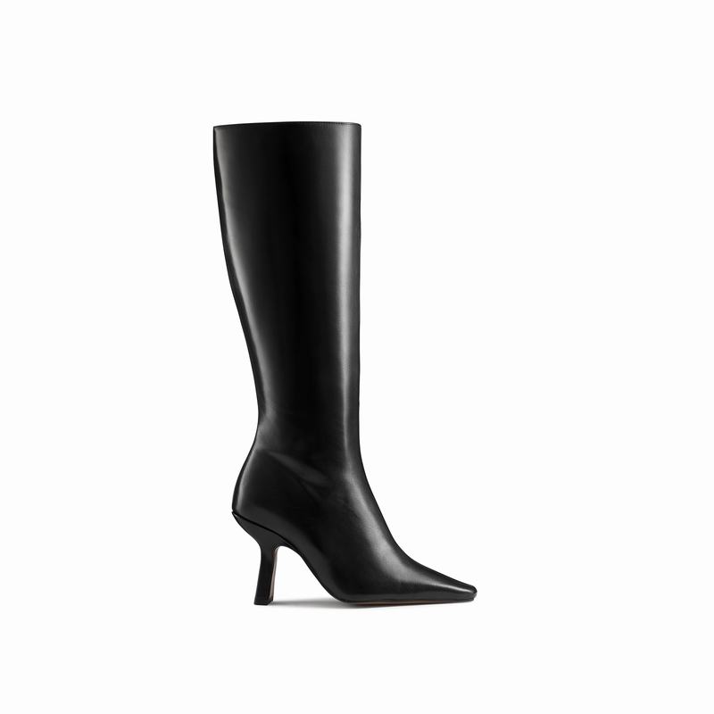 Russell & Bromley Razor Kick-out Knee High Boots Womens Black [JSF7813XX]